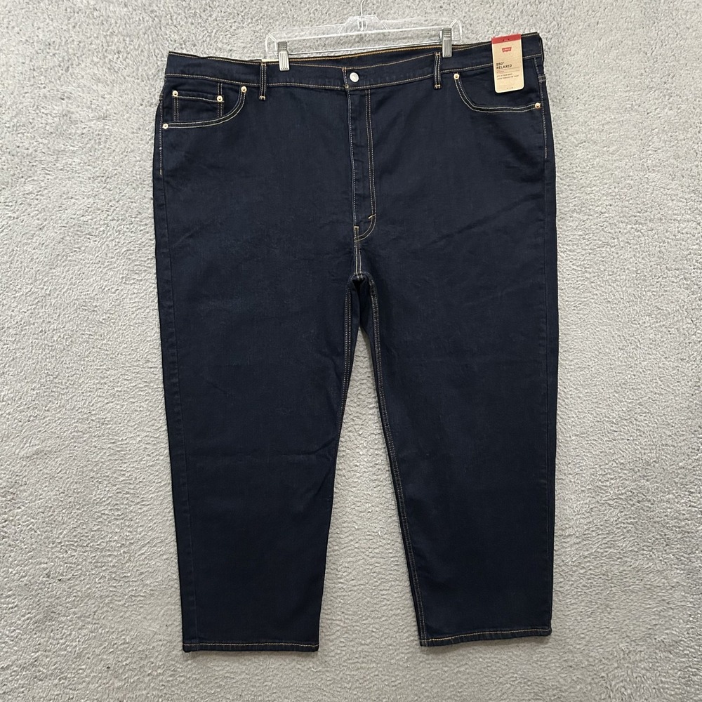 Levis Jeans Mens 54x30 Blue Denim 550 Relaxed Fit Dark Wash Stretch American